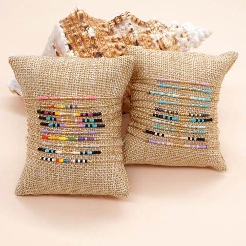 Minimalist Morse Code Bracelet Handmade Colorful Miyuki Seed Bead Gold Plated Alloy Chain Adjustable Jewelry For Women