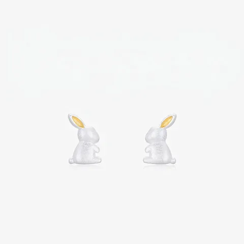 Schattige Konijn Oorknopjes 925 Sterling Zilver Mat Dier Konijn Sieraden Voor Vrouwen Meisjes Elegant Minimalistisch