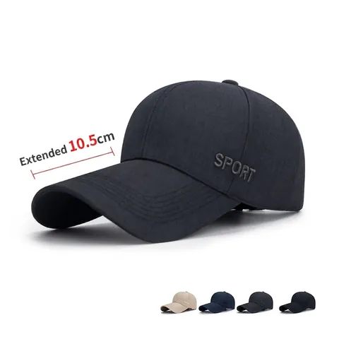 Men Cotton Baseball Cap Sun Protection Long Brim Embroidered Sport Outdoor Adjustable Casual Hat