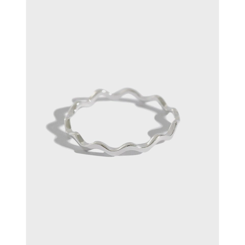 Anillo Ondulado De Plata De Ley 925 Línea Curva Minimalista Zigzag Simple Pulido Apilable Joyería De Dedo Mujeres