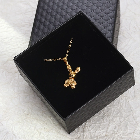 Collar Con Colgante De Conejo Chapado En Oro De 18K Acero Inoxidable Joyería Animal Texturizada Cadena O Unisex
