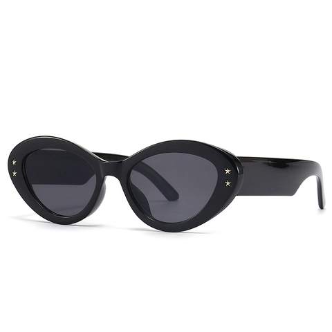 Gafas De Sol Cat Eye Retro Montura Ovalada Patillas Anchas Decoración Estrellas Doradas Protección UV400 Moda Y2K