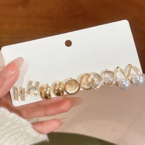 Orecchini In Lega Con Künstliche Perle E Strass Con Pietra Occhio Di Gatto E Perno In Argento Elegante Geometrico Stile Francese