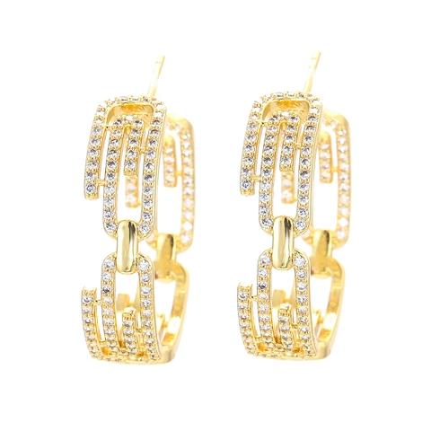 Orecchini a Cerchio Geometrico in Rame e Zirconia Lusso per Donna Moda Graffetta Galvanizzati Intarsiati Gioielli