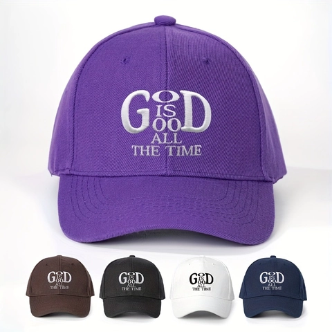 Cappello Da Baseball In Cotone God Is Good All The Time Ricamo Regolabile Retro Visiera Curva Cappello Sole