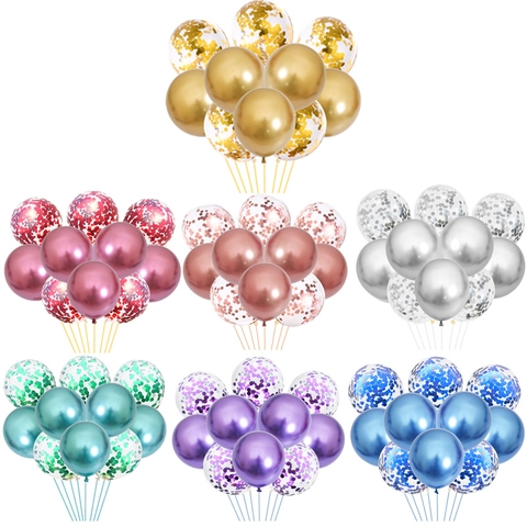 Metallic Latex And Transparent Sequin Balloons For Birthday Wedding Party Decoration Shiny Colorful