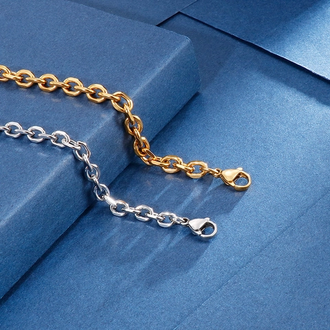 Stainless Steel Chain Bracelet Vintage O-Chain Minimalist Gold Plated Jewelry For Men Women Unisex