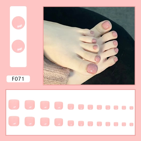 Glossy Press On Toe Nails Solid Soft Pink Full Cover False Toe Nails For Women Detachable Manicure Art Natural Square Style