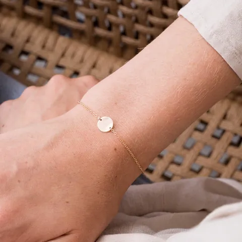 Minimalista Acciaio Inossidabile Braccialetto con Pendente Rotondo da Donna Placcato Oro Argento Geometrico Regolabile Bracciale Regalo