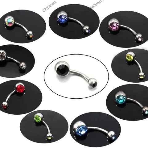 Piercing De Nombril En Acier Inoxydable Avec Double Oxyde De Zirconium Rond Bijoux De Corps Barbell Courbé Pour Femmes
