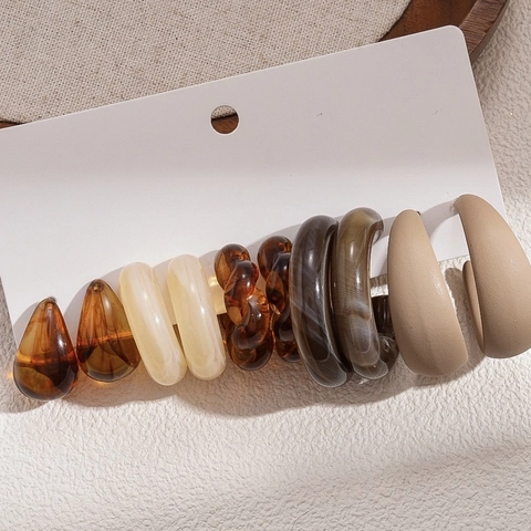 Pendientes Acrílicos Geométricos Forma C Gota Con Poste De Plata De Ley 925 Resina Retro Minimalista Moda Mujeres