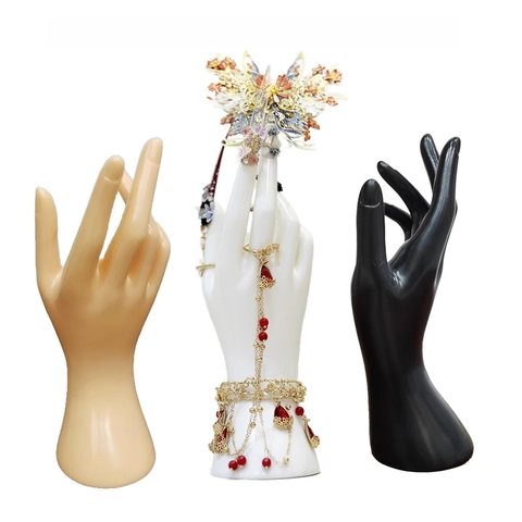 Female Hand Model Jewelry Display Stand Smooth Plastic For Rings Bracelets Watches Commercial Desktop Presentation