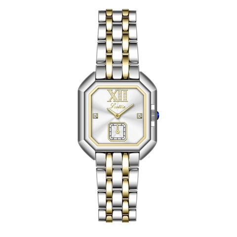 Reloj de Cuarzo Cuadrado Scottie para Mujer Caja de Aleación Octogonal Correa de Malla de Acero Inoxidable Cuero Strass Números Romanos Impermeable