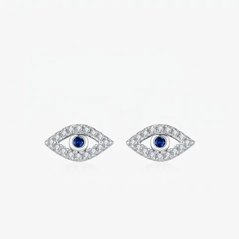 Orecchini A Lobo In Argento Sterling 925 Malocchio Con Zirconia Blu Gioielli Scintillanti Per Donna