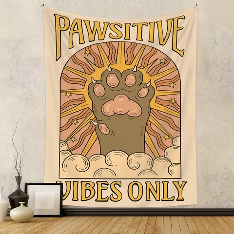 Cat Tarot Card Tapestry Wall Hanging Polyester Fabric Mystic Astrology Bohemian Decor For Bedroom Living Room Background