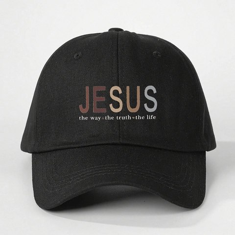 Jesus Letter Print Baseball Cap Polyester Adjustable Sun Protection Outdoor Travel Casual Religious Hat For Women