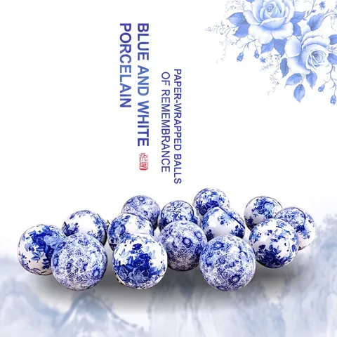 Blue And White Porcelain Pattern Christmas Balls Paper Wrapped Lightweight Hanging Ornaments For Holiday Tree Window Party Decor