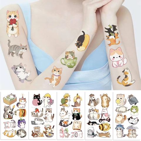 Tijdelijke Tatoeage Stickers Waterdicht Schattige Kat Patronen Voor Kinderen Feest Festival Disposable Lichaamskunst Decoratie
