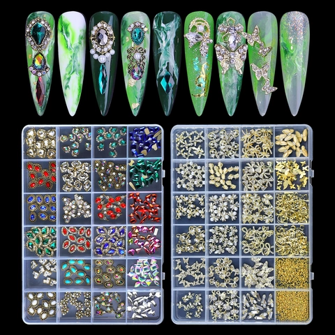 Decorazioni Nail Art Miste Lega Strass Vetro Aurora Farfalla Fiocco Cuore Forme Accessori Per Manicure Professionali Fai Da Te