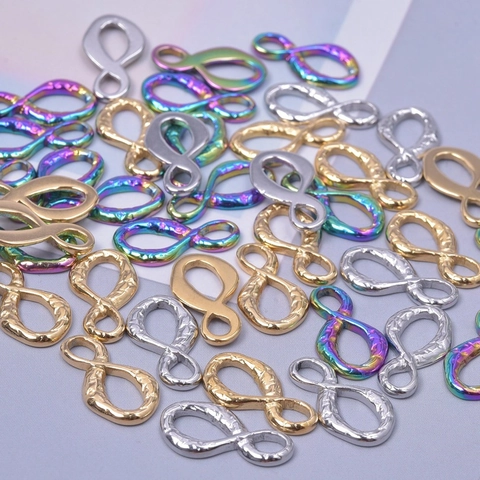 Collana Pendente Infinito Martellato Acciaio Inossidabile 304 Placcato Oro Argento Arcobaleno Gioielli Irregolari