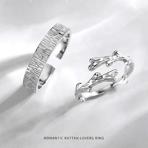 Vintage Rebe Rattan Paar Ringe Kupfer Versilbert Verstellbar Offen Ast Ringe Wald Stil Liebhaber Fingerschmuck Geschenk