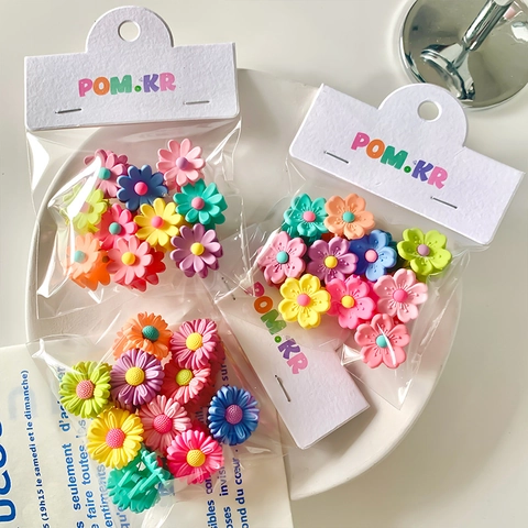 Mini Flower Hair Claws Candy Color Matte Acrylic Daisy Sunflower Small Hair Clips Sweet Korean Style For Kids