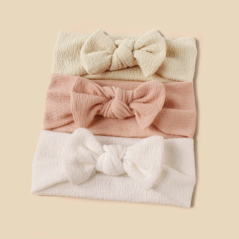 Baby Headband Soft Ribbed Knit Elastic Hair Band With Bow For Infant Toddler Solid Color Comfortable Headwear
