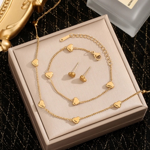 Collana con Pendente a Cuore in Acciaio al Titanio Minimalista per Donna Placcata in Oro Dolce Piccola Catena a Cuore Gioielli Eleganti Regalo