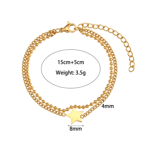 Double Layer Stainless Steel Bracelet For Women Gold Color Multi Chain Heart Star Map Infinity Lucky Hand Charm Bracelet Jewelry