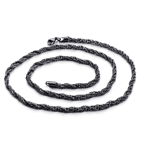 Collana A Catena Di Corda Acciaio Inossidabile Stile Punk Semplice Gioielli Hip Hop Per Uomini Nero Gunmetal Intrecciato