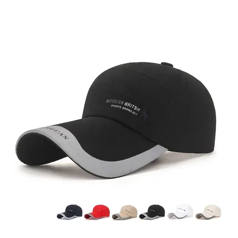 Herren Outdoor Baseballkappe Baumwollleinwand Verlängerter Schirm Verstellbarer Sonnenschutz Golf Sporthut Mit Buchstabendruck