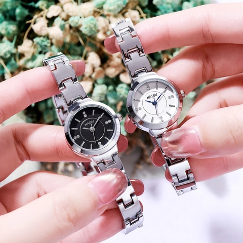 Montre à Quartz pour Femme à la Mode Bracelet en Métal Alliage Cadran Strass Élégant Style Bracelet Montre Quotidienne