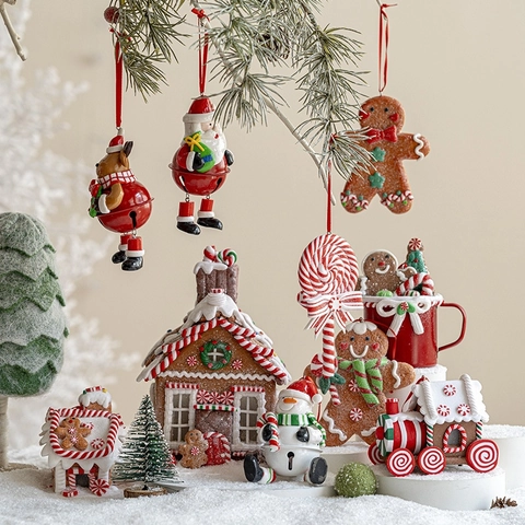 Weihnachtsanhänger Aus Harz Weihnachtsmann Rentier Schneemann Glocken Lebkuchenmann Süßigkeiten Tischdeko Festliche Geschenke