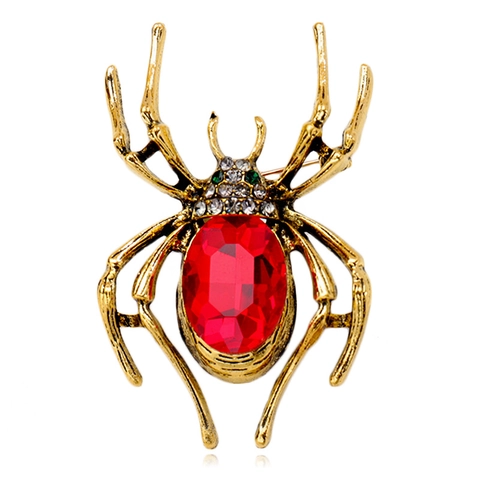 Spilla Ragno in Lega Retro Tono Oro Strass Insetto Spilla da Bavero per Uomo Donna Creativa Animale Corsage Accessorio Moda Gioielli Festa