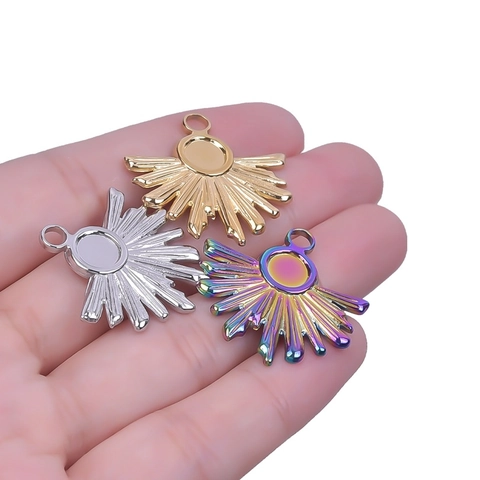Colgante De Sol De Acero Inoxidable Chapado En Oro Dijes Para Hacer Joyas DIY Accesorios De Rayos De Sol Mujeres