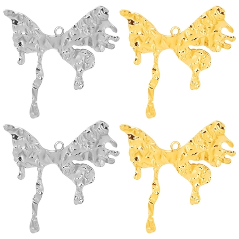 Butterfly Pendant Charm 304 Stainless Steel Liquid Metal Melted Design Irregular Hammered Texture High End Style