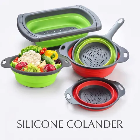 Collapsible Colander Silicone PP Folding Drain Basket Kitchen Fruits Vegetables Washing Space Saving Portable Versatile