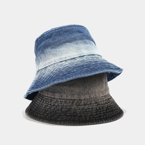 Cappello Da Pescatore In Denim Lavato Cotone Protezione Solare Retro Sfumato Per Donna Casual All'aperto