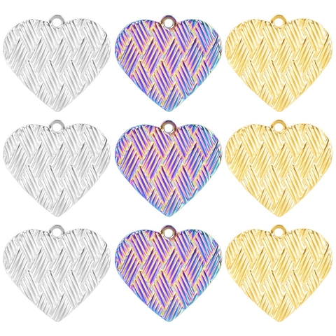 Collana Con Pendente A Cuore In Acciaio Inossidabile Texture Intrecciata Placcatura Sottovuoto Gioielli Di Moda Per Donna