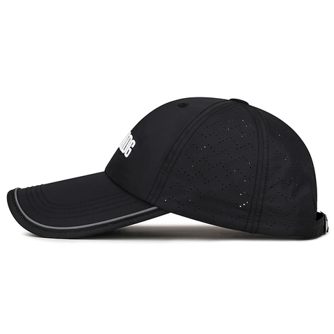 Quick Drying Polyester Baseball Cap With Long Brim Reflective Edge Laser Perforated Breathable Sun Hat Outdoor Sports Adjustable Summer Cap
