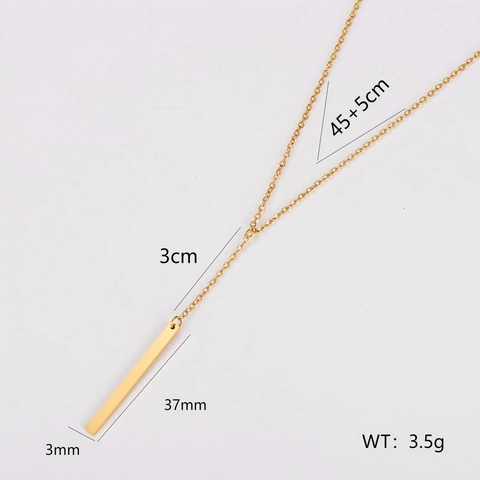 Collar Lariat Minimalista Acero Inoxidable 304 Colgante Barra Larga Pilar Vertical Joyería Estilo Hip Hop Para Mujeres Hombres
