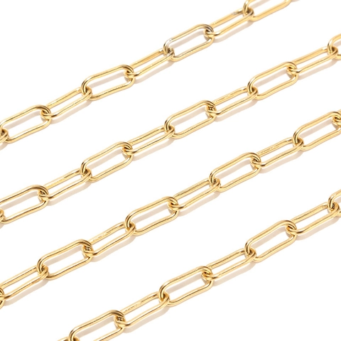 Chaîne Trombone En Acier Inoxydable Maillons Longs En O Croix Plaqué Sous Vide Pour Accessoires De Création De Bijoux DIY