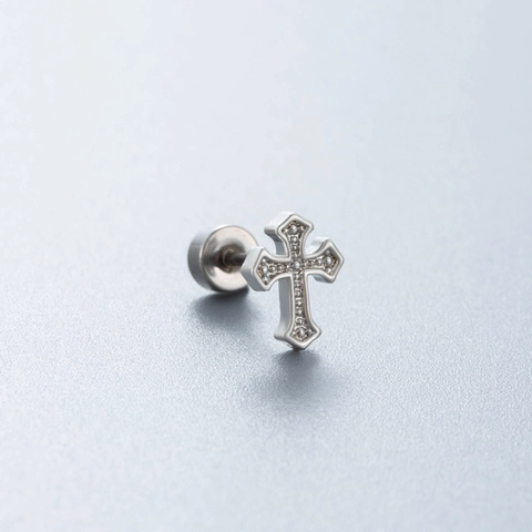 Titanium Steel Cartilage Stud Earrings Colorful Zirconia Heart Key Cross Planet Music Note Screw Back Piercing Jewelry