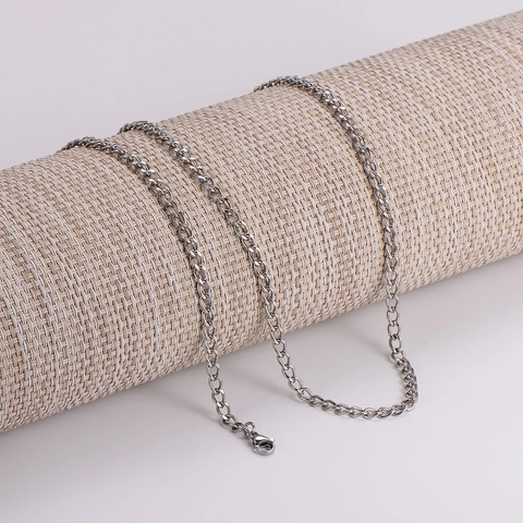 Collana E Bracciale Acciaio Inossidabile 304 Catena Curb Gioielli Di Moda Minimalista Per Uomini Argento