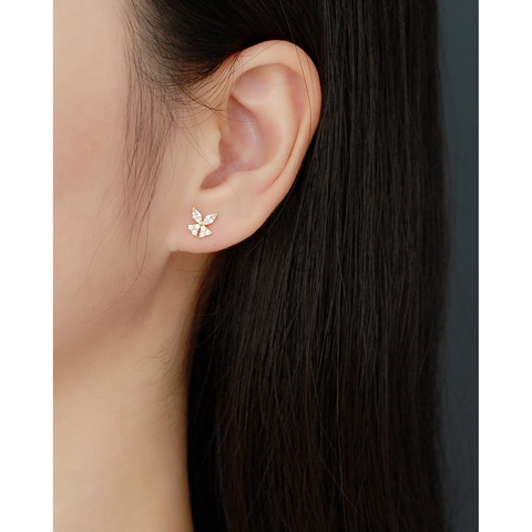 Butterfly Cartilage Stud Earrings With 925 Sterling Silver Earring Post Sparkling Cubic Zirconia Piercing Screw Back Jewelry