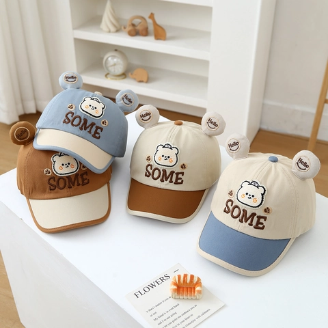 Cappello Da Baseball Bambini Cartone Animato Cotone Orecchie Orso 3D Sole Regolabile Ricamo Per Ragazzi Ragazze