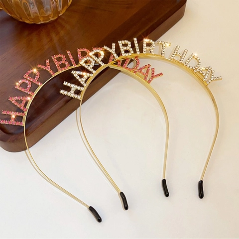 Cerchietto Per Capelli Lettere Happy Birthday Strass Lega Lucida Accessori Per Capelli Festa Di Compleanno Donne