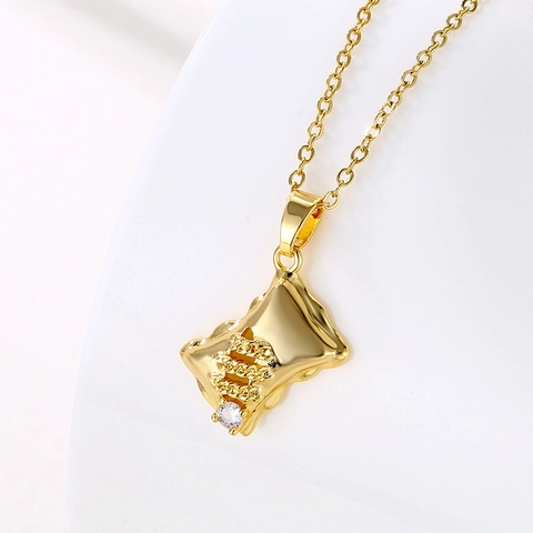 Collier Pendentif Signe Dollar En Acier Inoxydable Plaqué Or Avec Zircon Simple Chaîne De Clavicule Géométrique Bijoux Pour Femmes