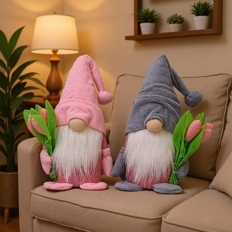 Gnomo De Tulipán Peluche Muñeca Sin Rostro Con Flores Tela Hecho A Mano Estilo Nórdico Decoración Hogar Regalo Día De La Madre