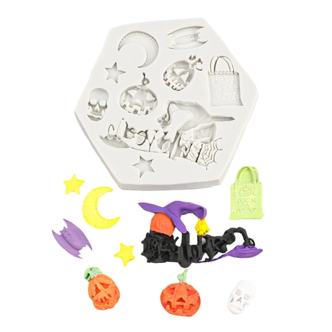 Stampo In Silicone Halloween Zucca Teschio Pipistrello Per DIY Pasticceria Fondente Cioccolato Resina Candela Decorazione